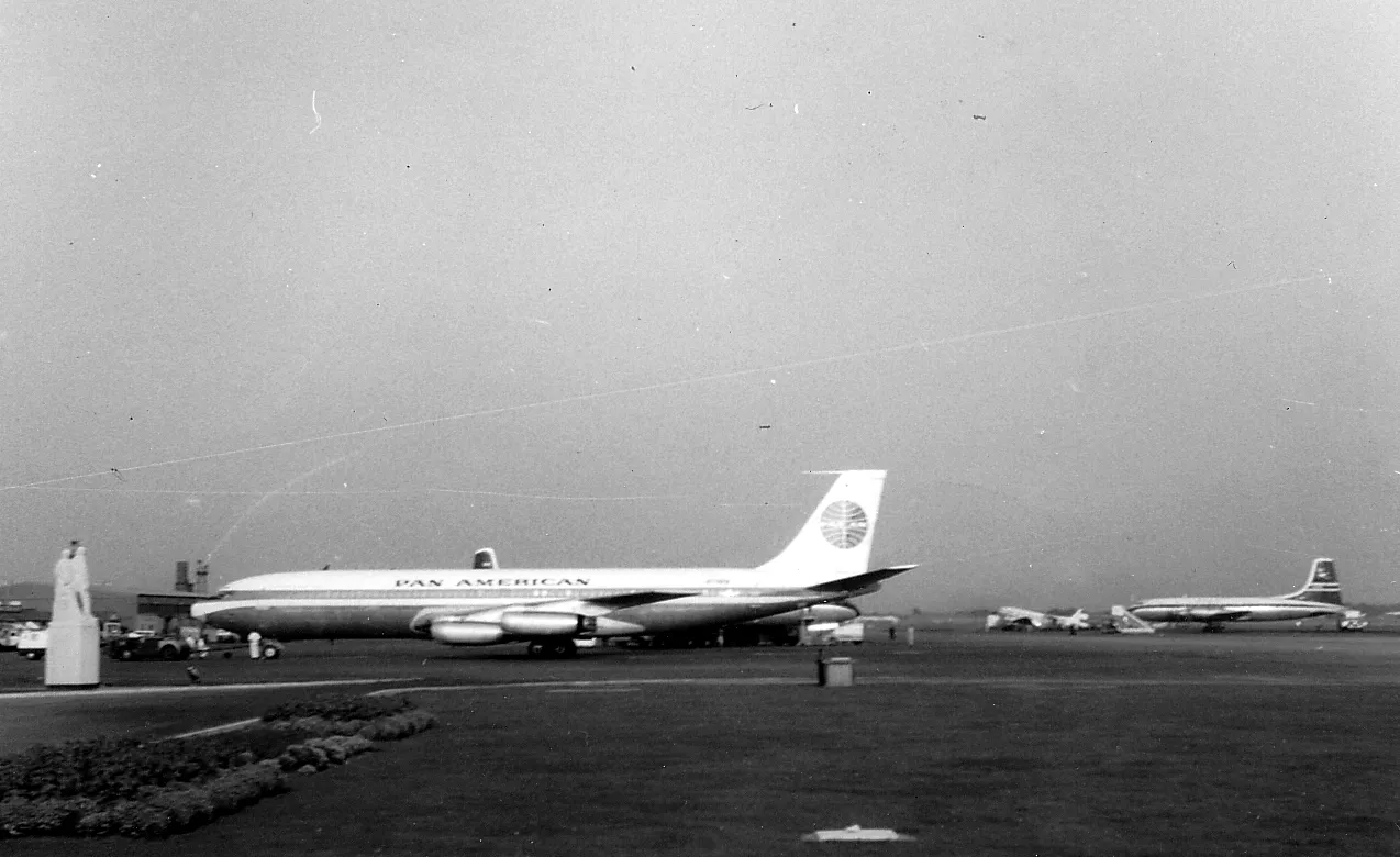 A Pan Am Boeing 707 at London Airport, 1960